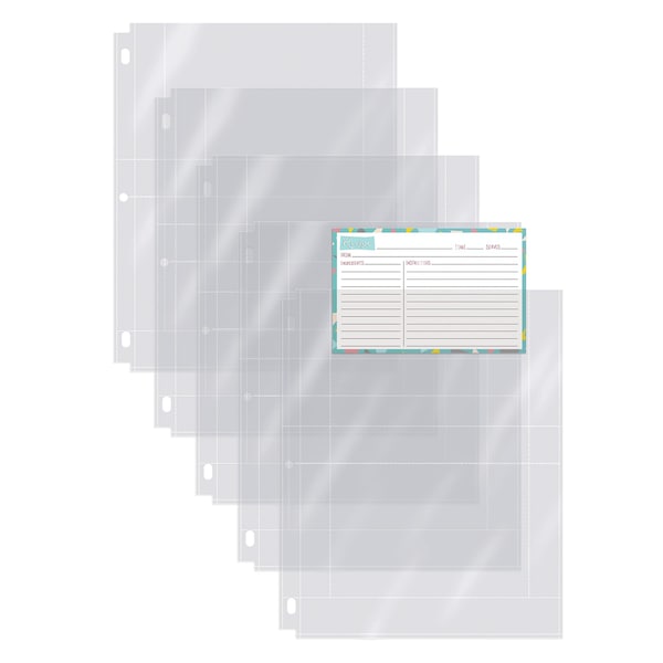 Better Kitchen Products Recipe Card Protective Sheets for 4in. x 6in. Cards, 8.5in. x 11in. 2-Up Sheets, For 3 Ring, 50PK 81015 - main